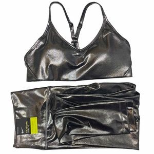 Nike Icon Clash Shimmer Set Bra Leggings Silver M